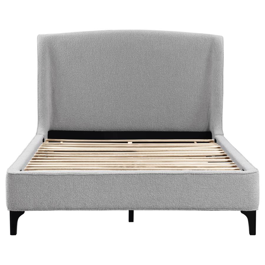 Mosby Grey Upholstered Eastern King Wingback Bed