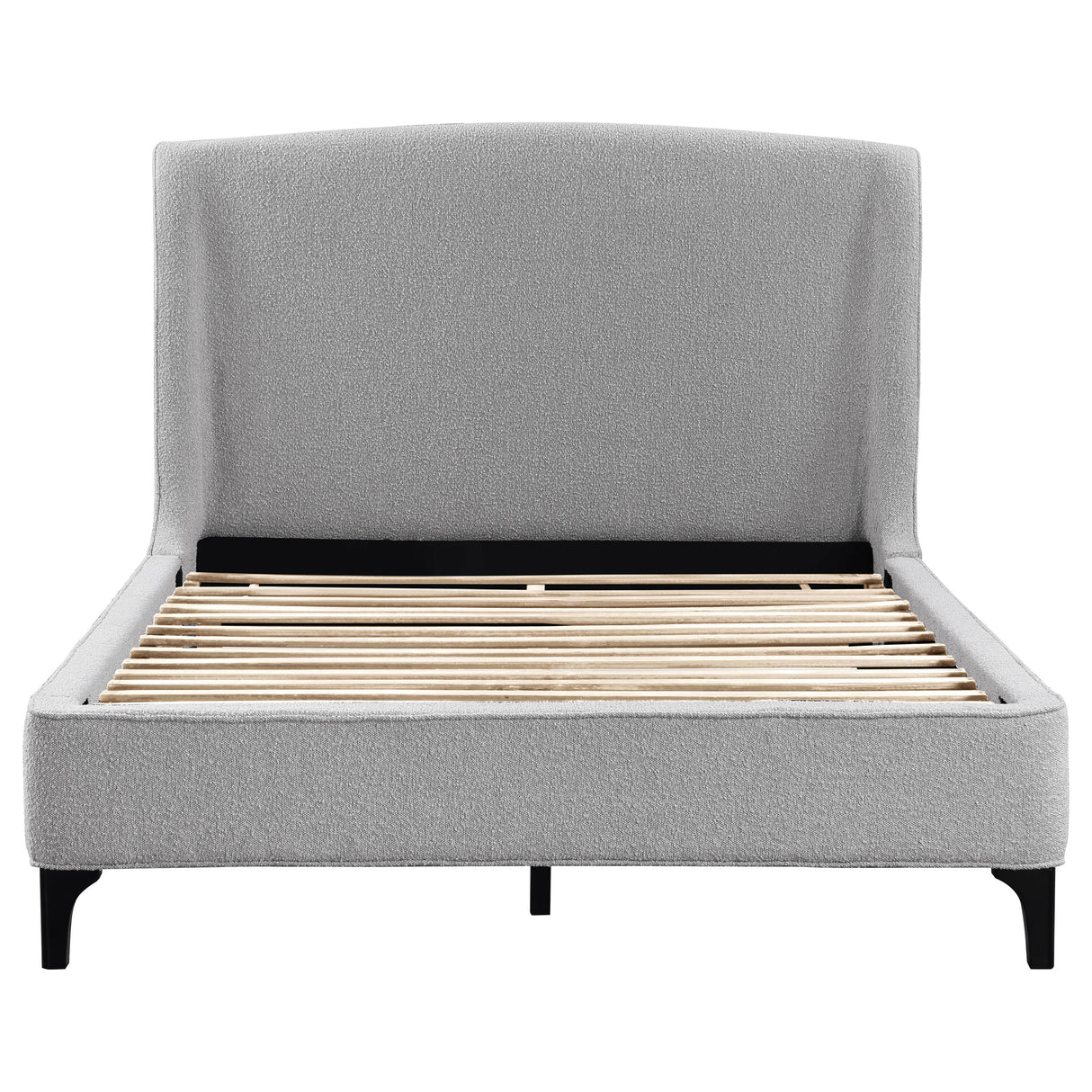 Mosby Grey Upholstered Queen Wingback Bed