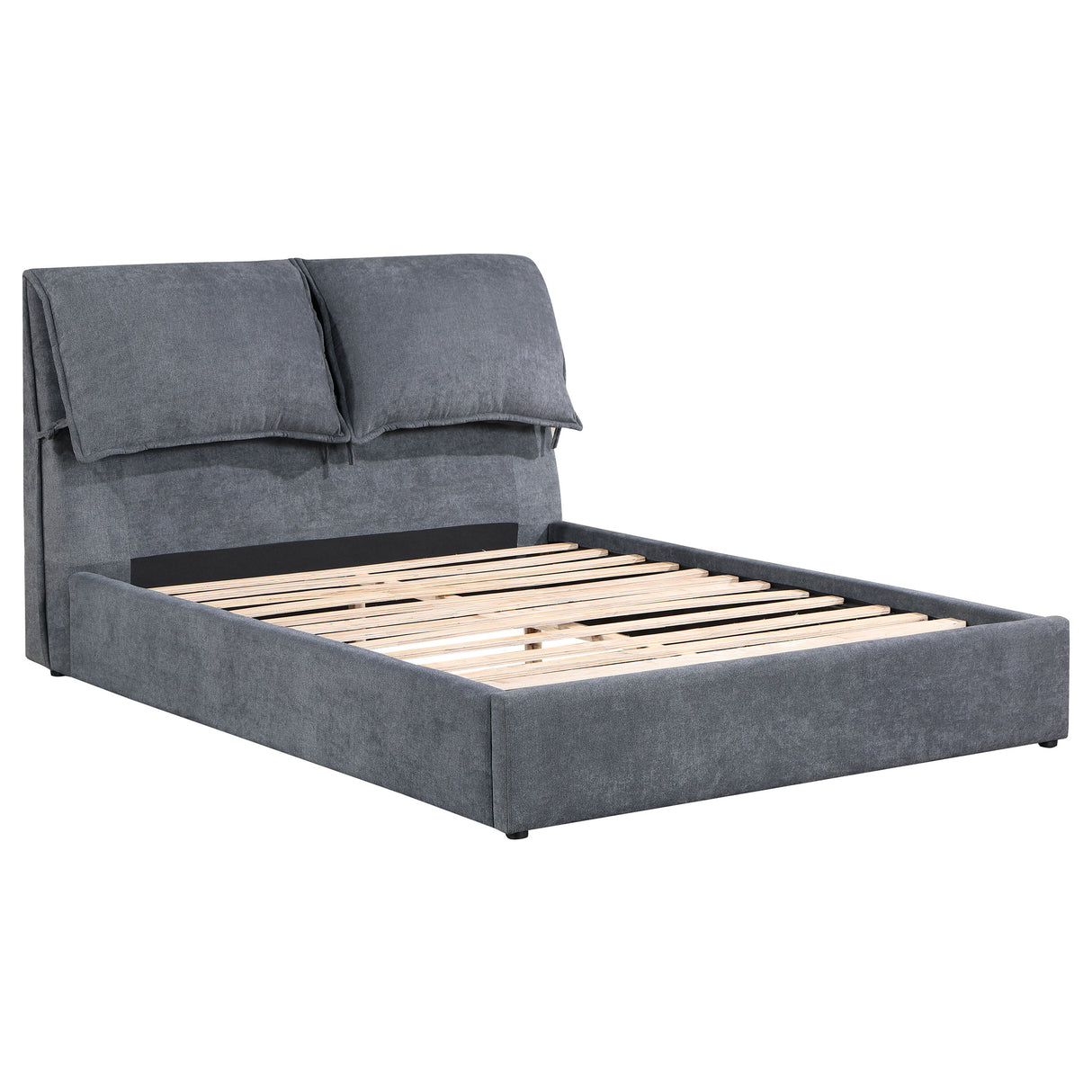 Laurel Dark Grey Upholstered Queen Panel Bed