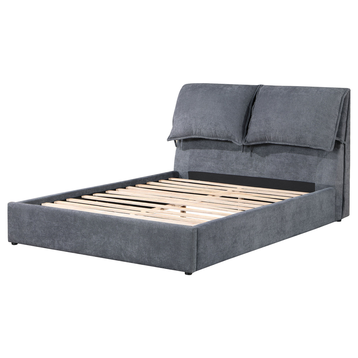 Laurel Dark Grey Upholstered Queen Panel Bed