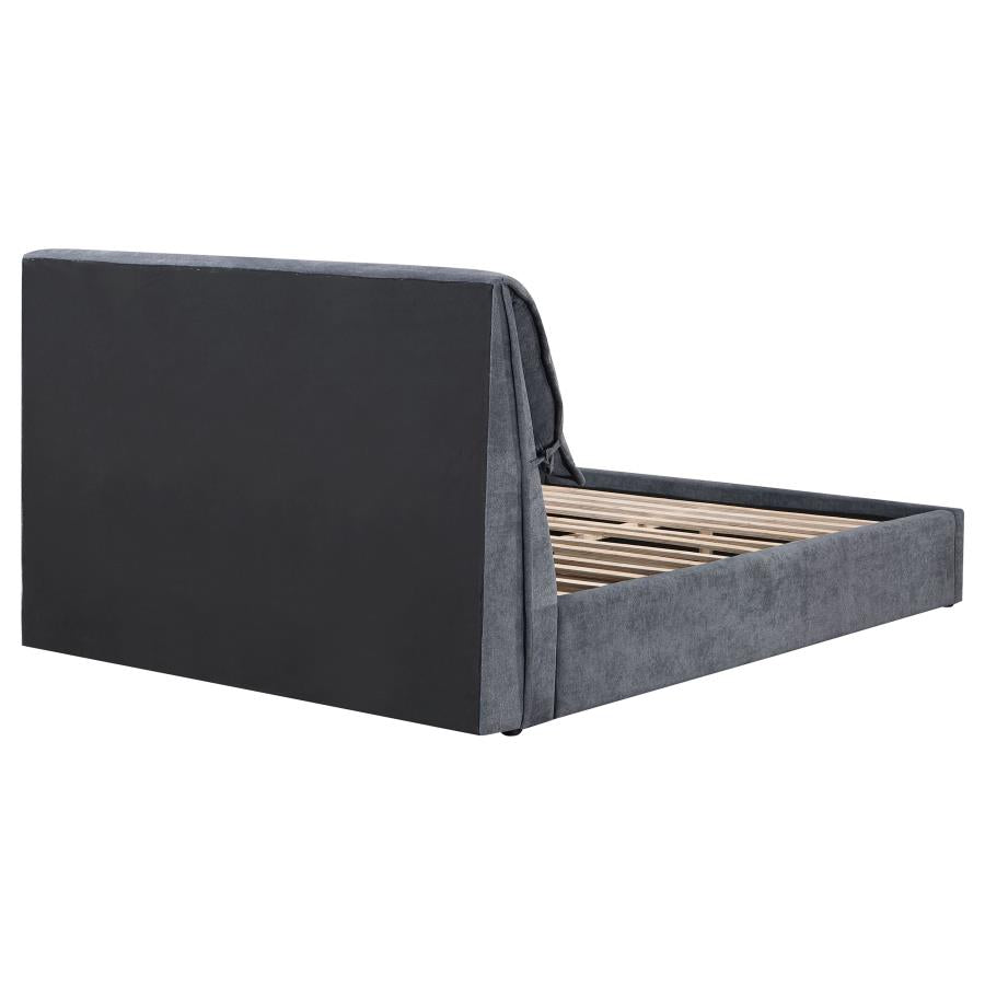 Laurel Dark Grey Upholstered Queen Panel Bed