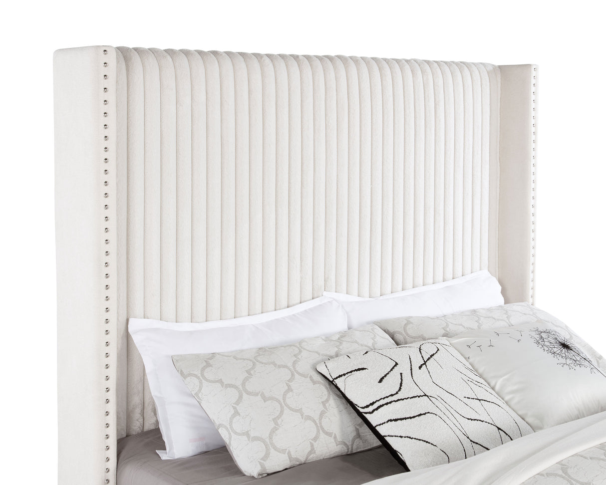 Natasha Cream 69-Inch Upholstered Queen Wingback Bed