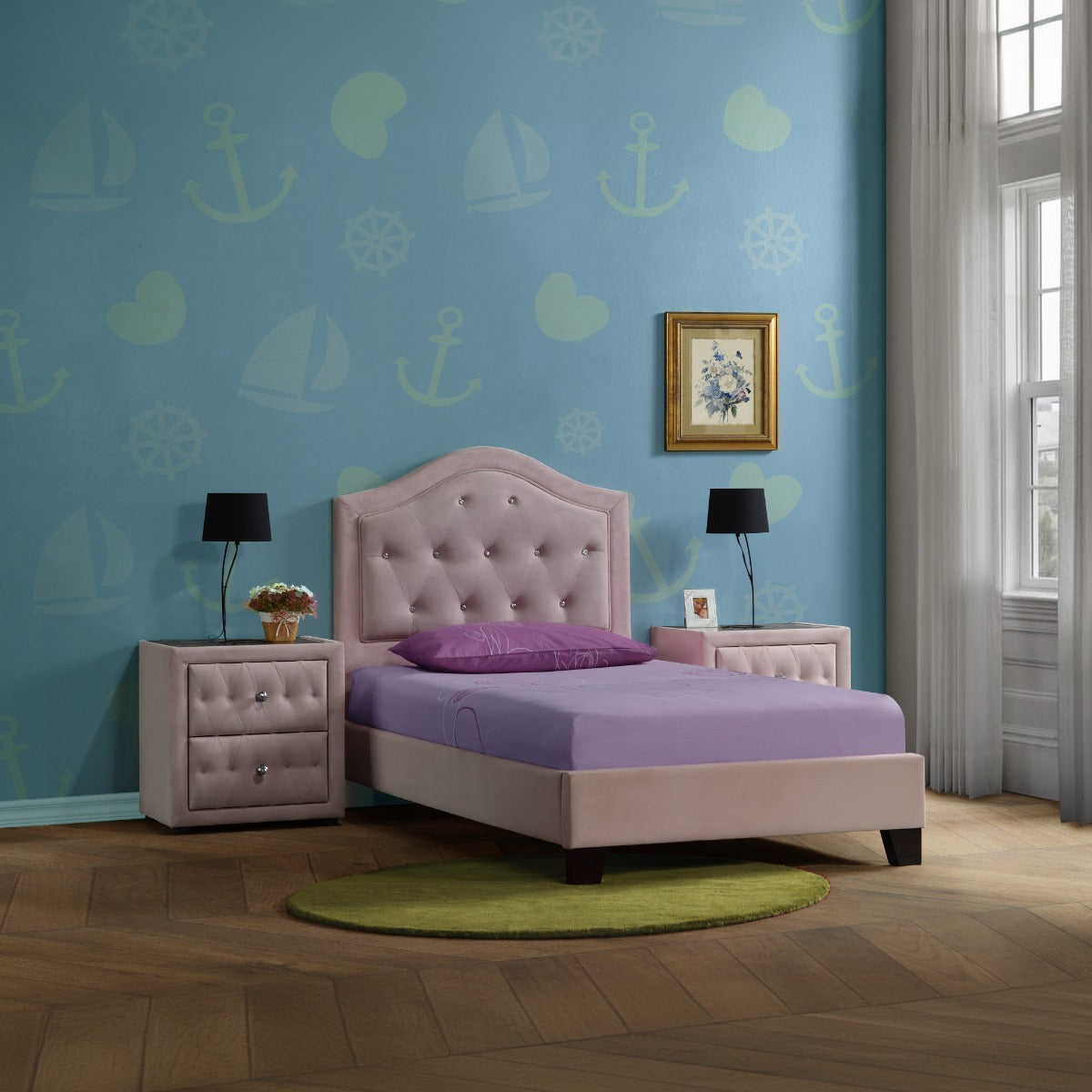 Reggie Pink Fabric Nightstand