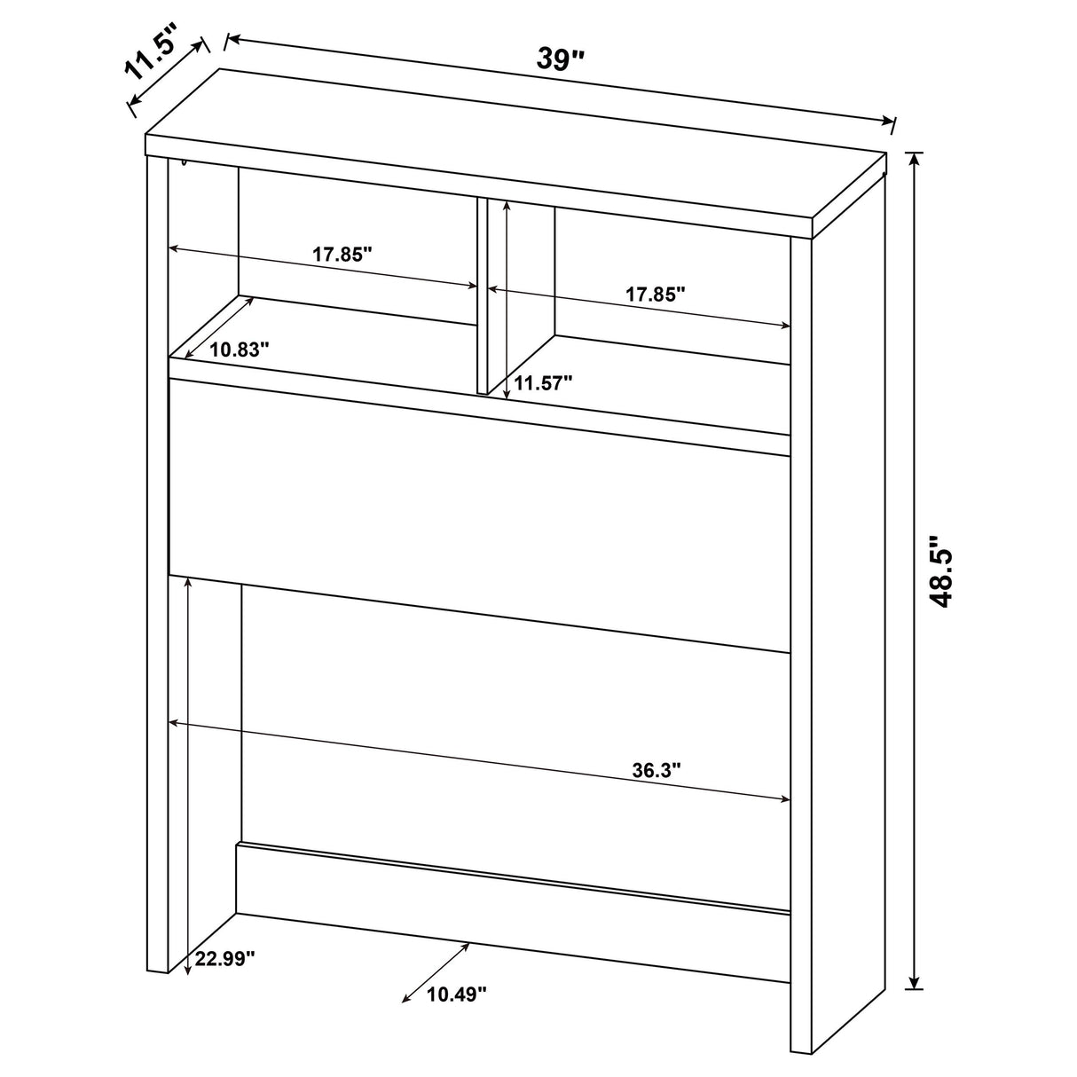 Westpark 49-inch Twin Bookcase Headboard Black