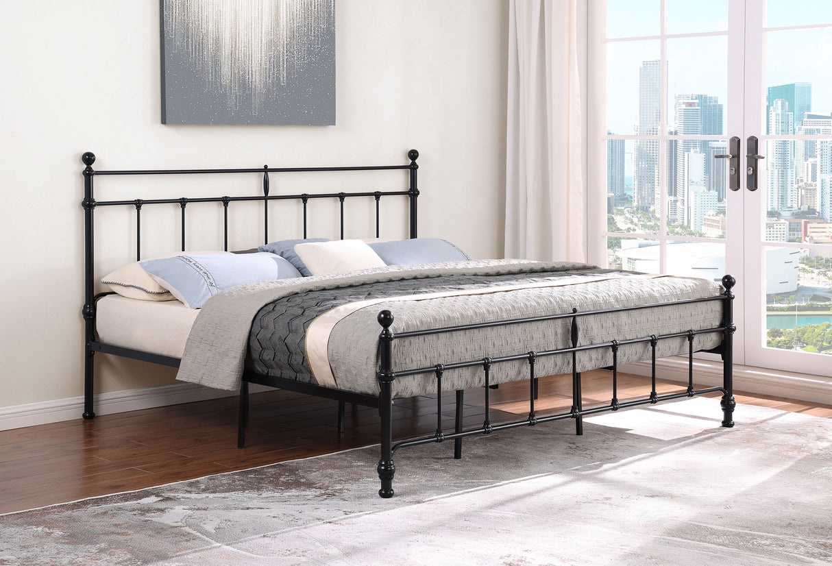 Novak Matte Black 48-Inch Metal Eastern King Open Frame Bed
