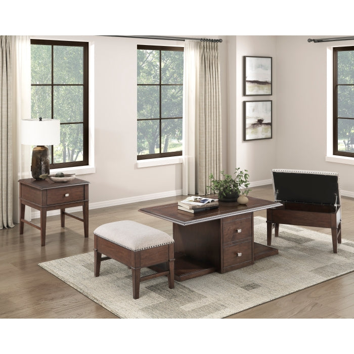 Claremore Cocktail Table With Two Ottomans