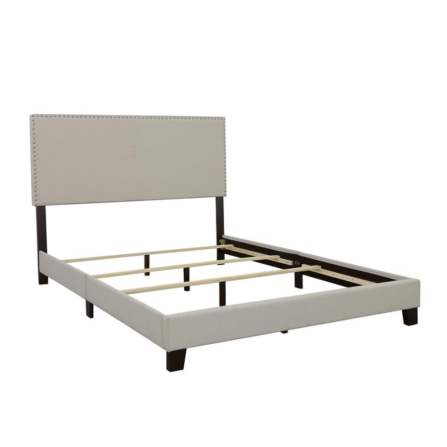 Boyd Eastern King Upholstered Bed With Nailhead Trim Ivory