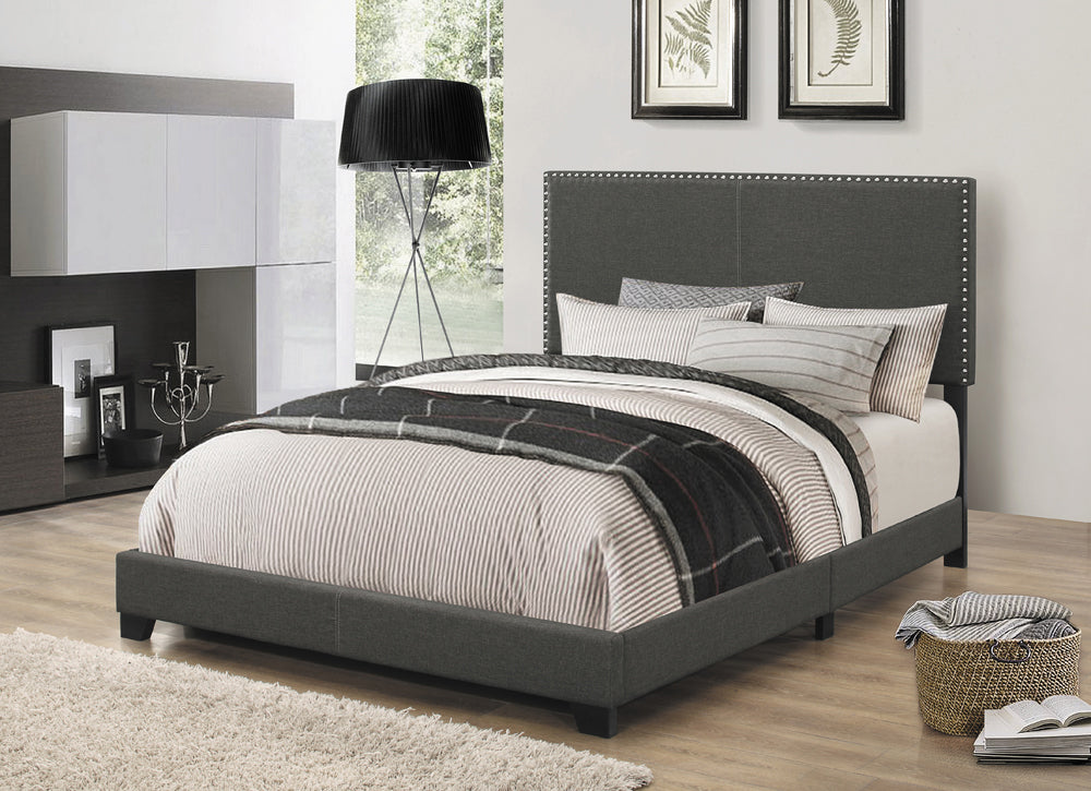 Boyd California King Upholstered Bed With Nailhead Trim Charcoal