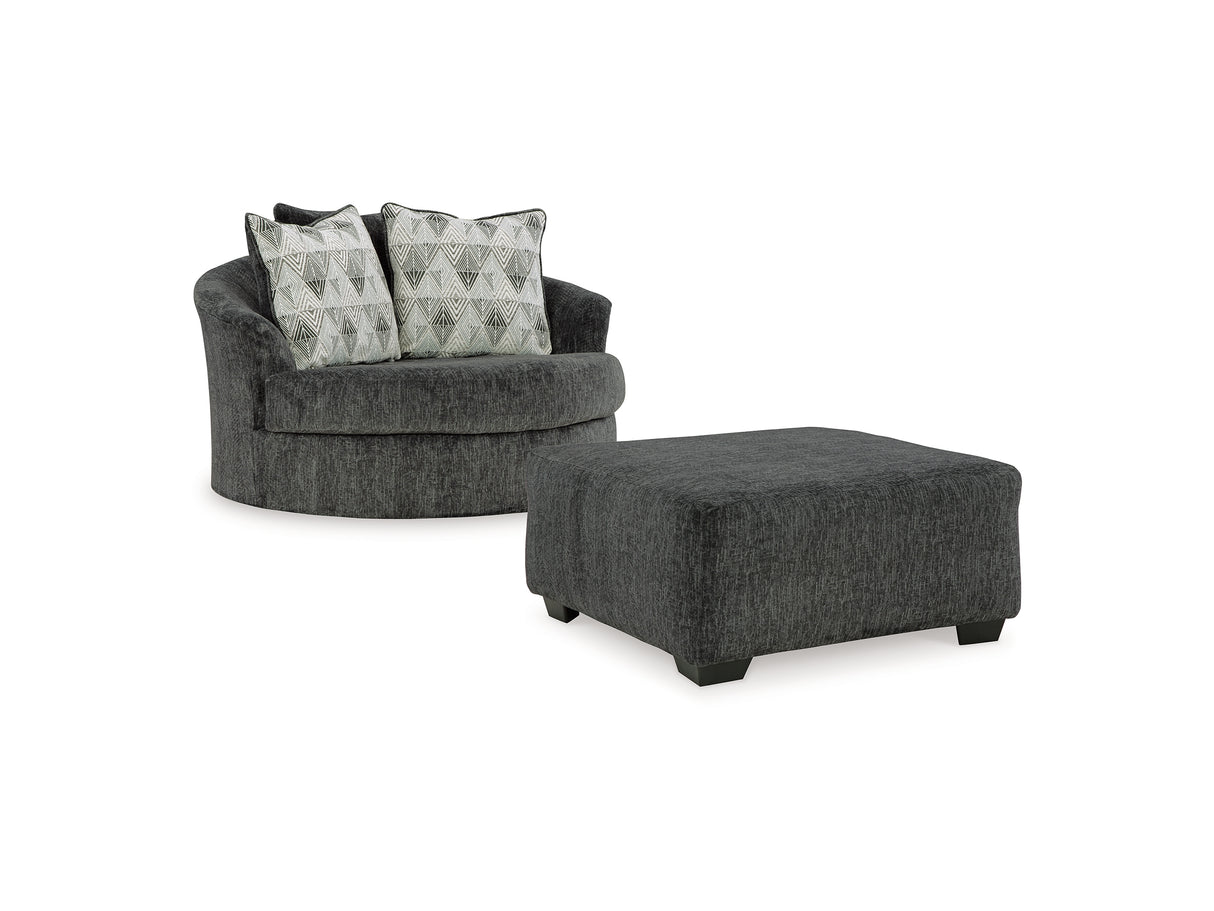 Biddeford Shadow Oversized Swivel Chair And Ottoman