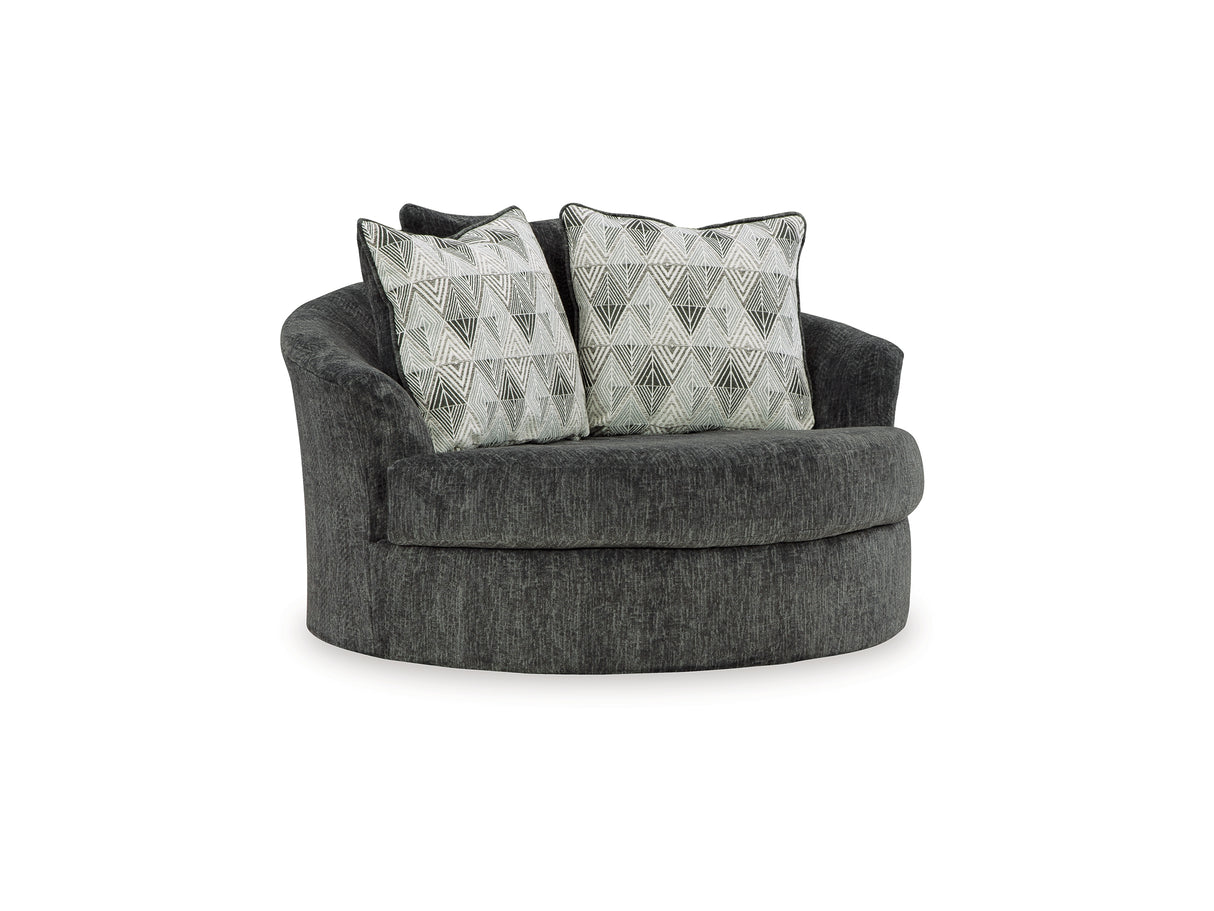 Biddeford Shadow Oversized Swivel Chair And Ottoman