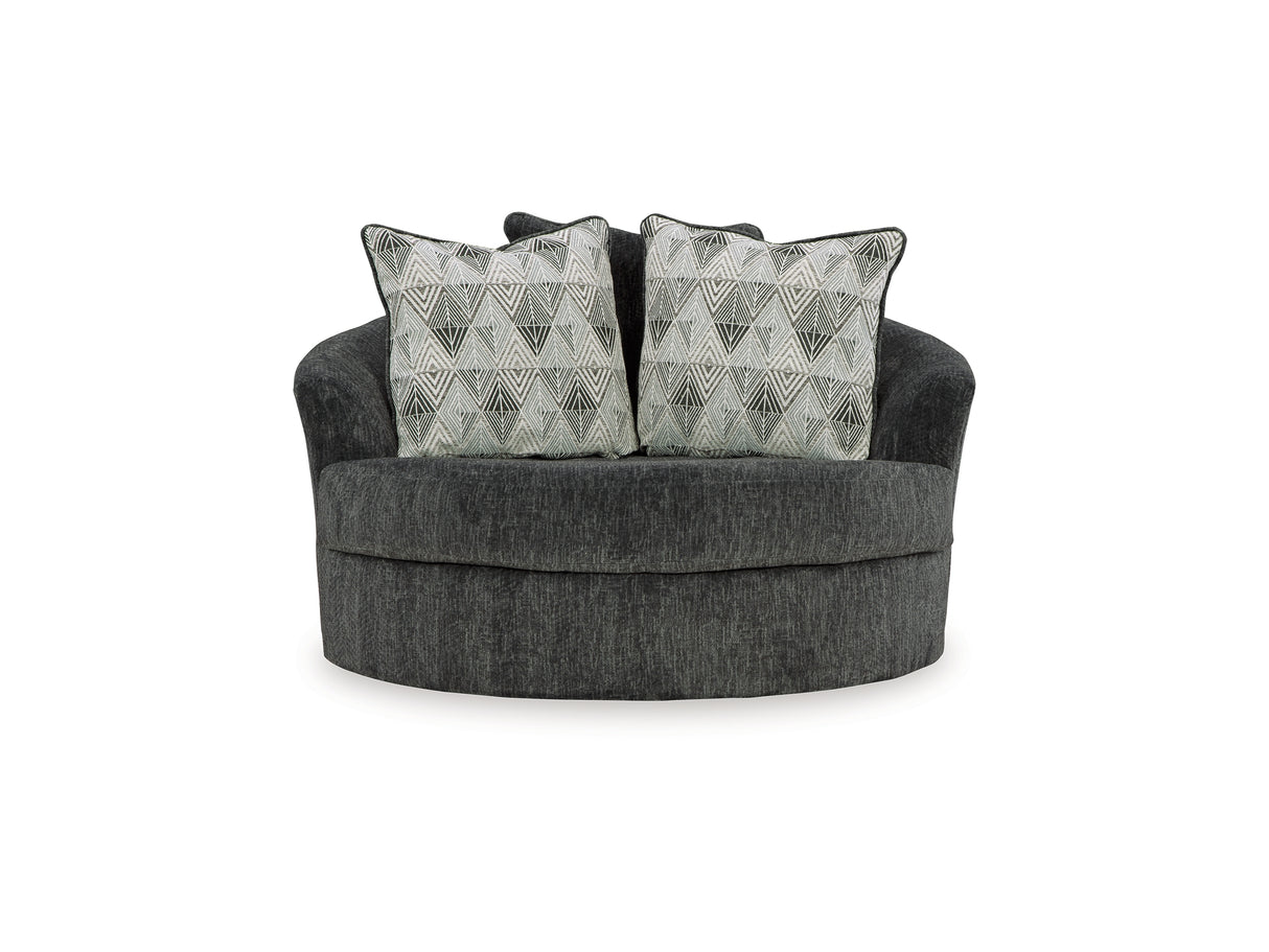 Biddeford Shadow Oversized Swivel Chair And Ottoman