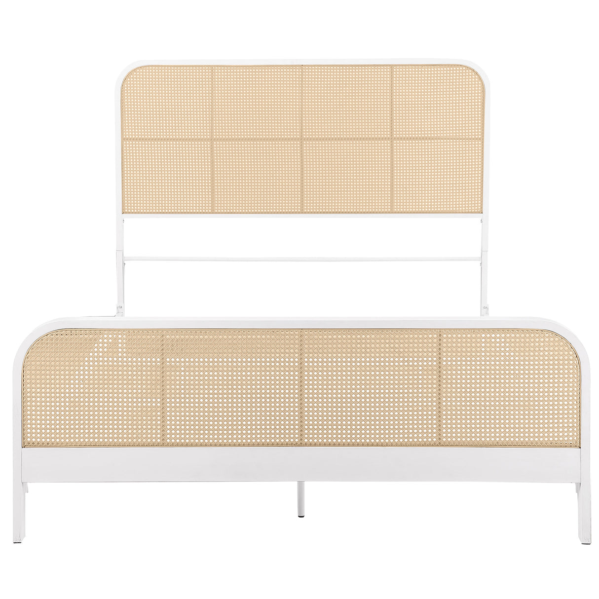 Lanewood Open Cane Rattan Metal Eastern King Bed White