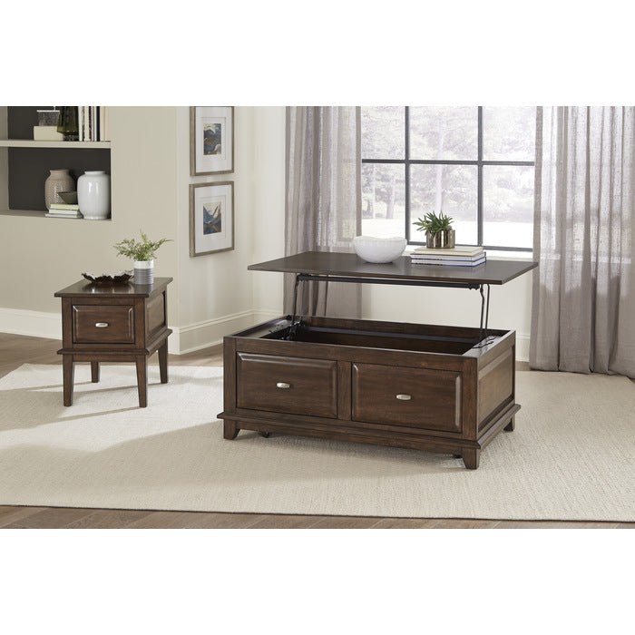 Minot Brown Cherry Lift Top Cocktail Table