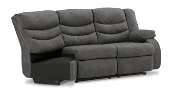 Partymate Slate Right-Arm Facing Reclining Loveseat with Half Wedge