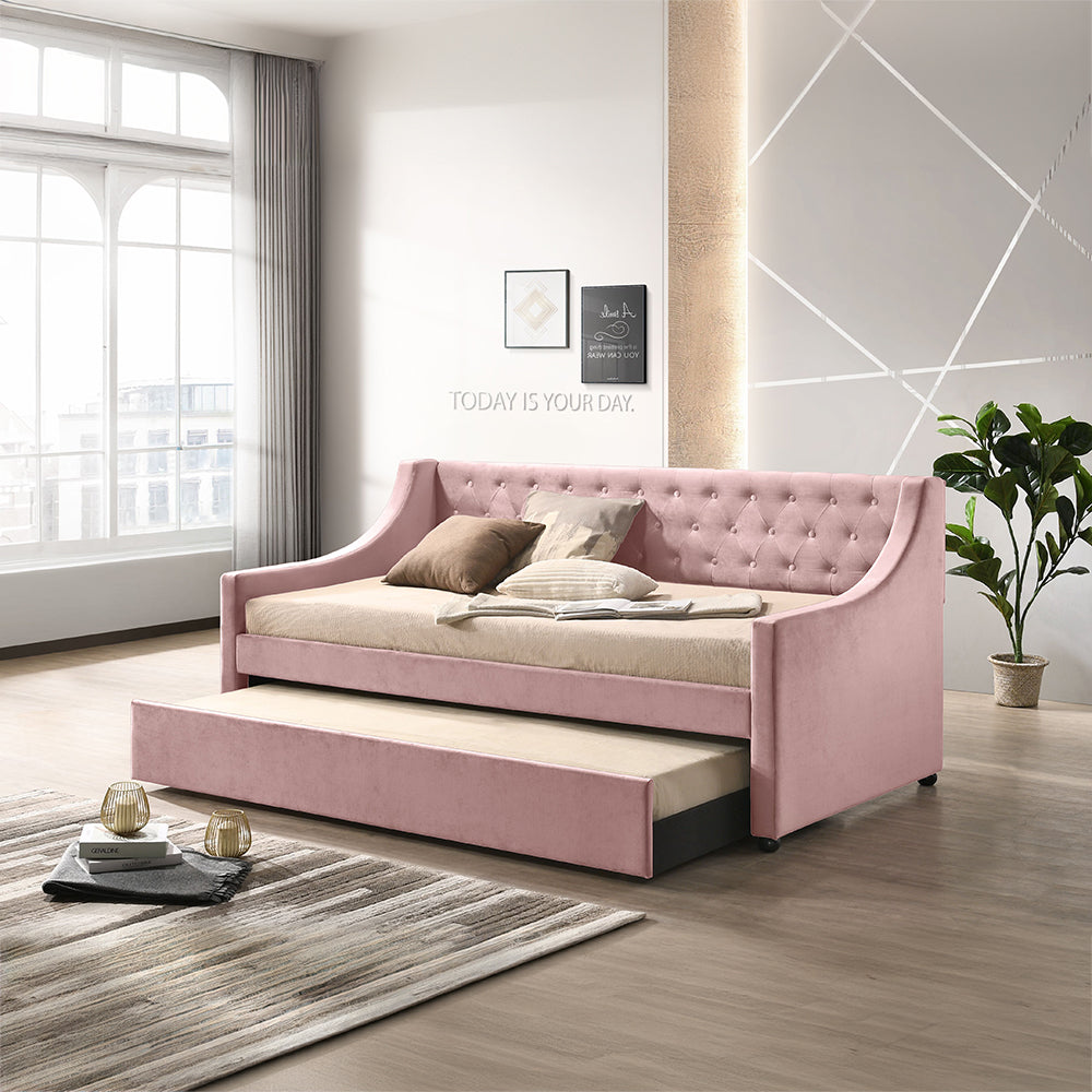 Lianna Pink Velvet Twin Daybed
