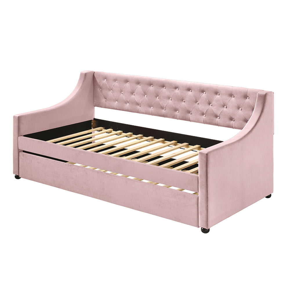 Lianna Pink Velvet Twin Daybed
