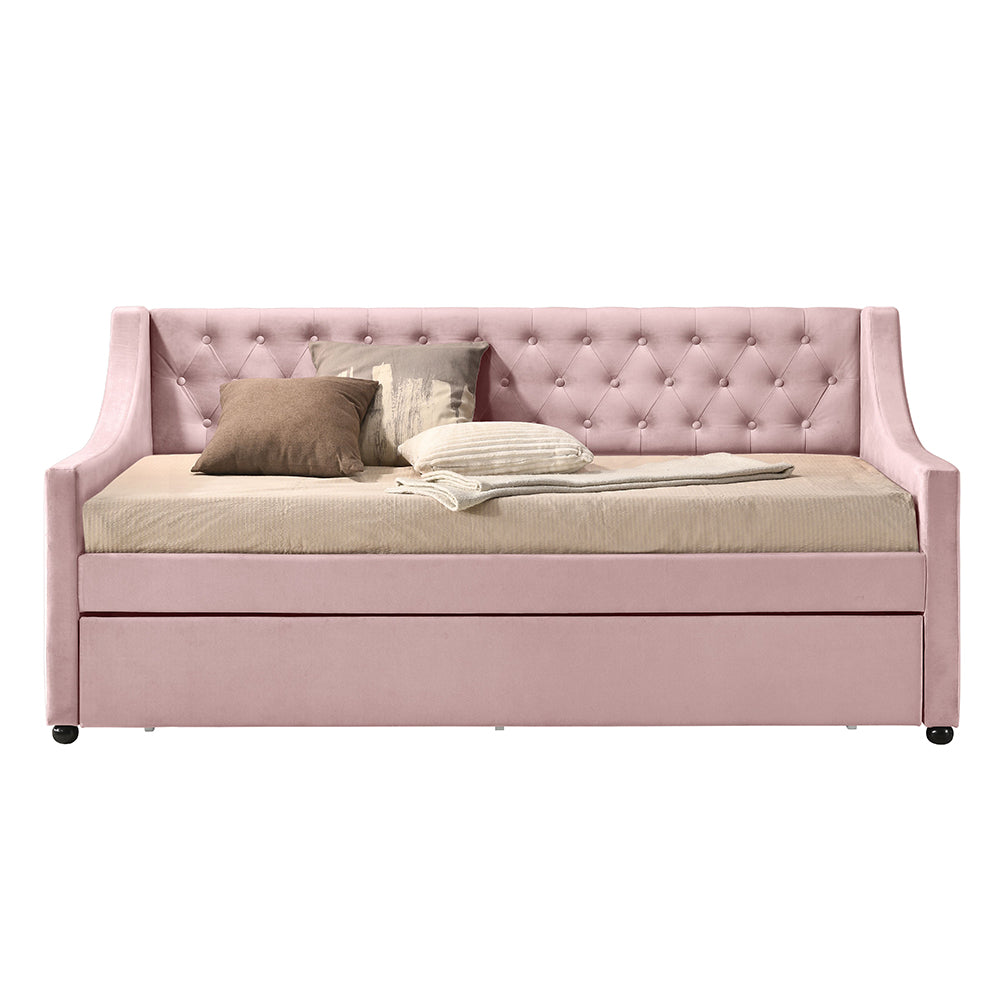 Lianna Pink Velvet Twin Daybed