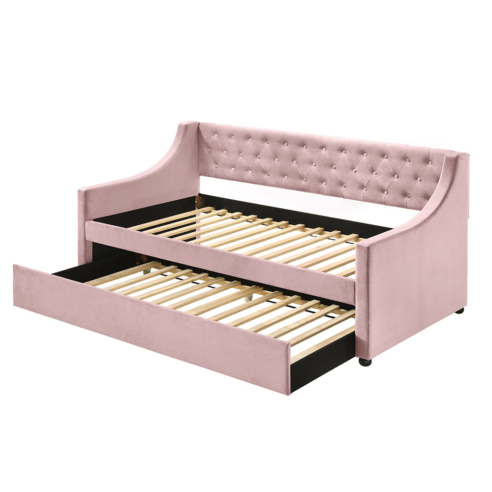 Lianna Pink Velvet Twin Daybed