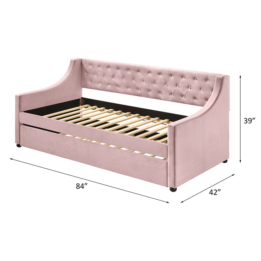 Lianna Pink Velvet Twin Daybed