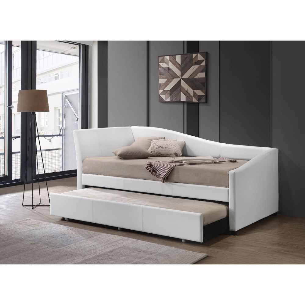 Jedda White Synthetic Leather Daybed