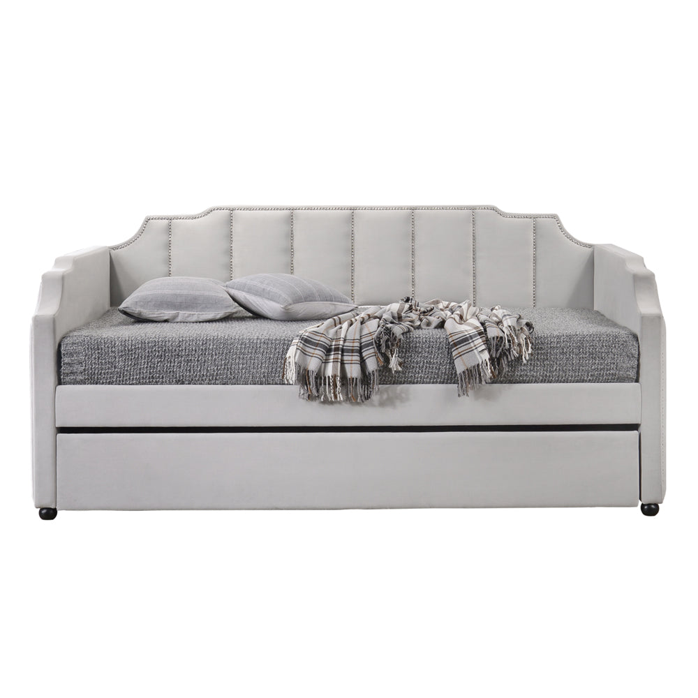 Peridot Dove Gray Velvet Daybed