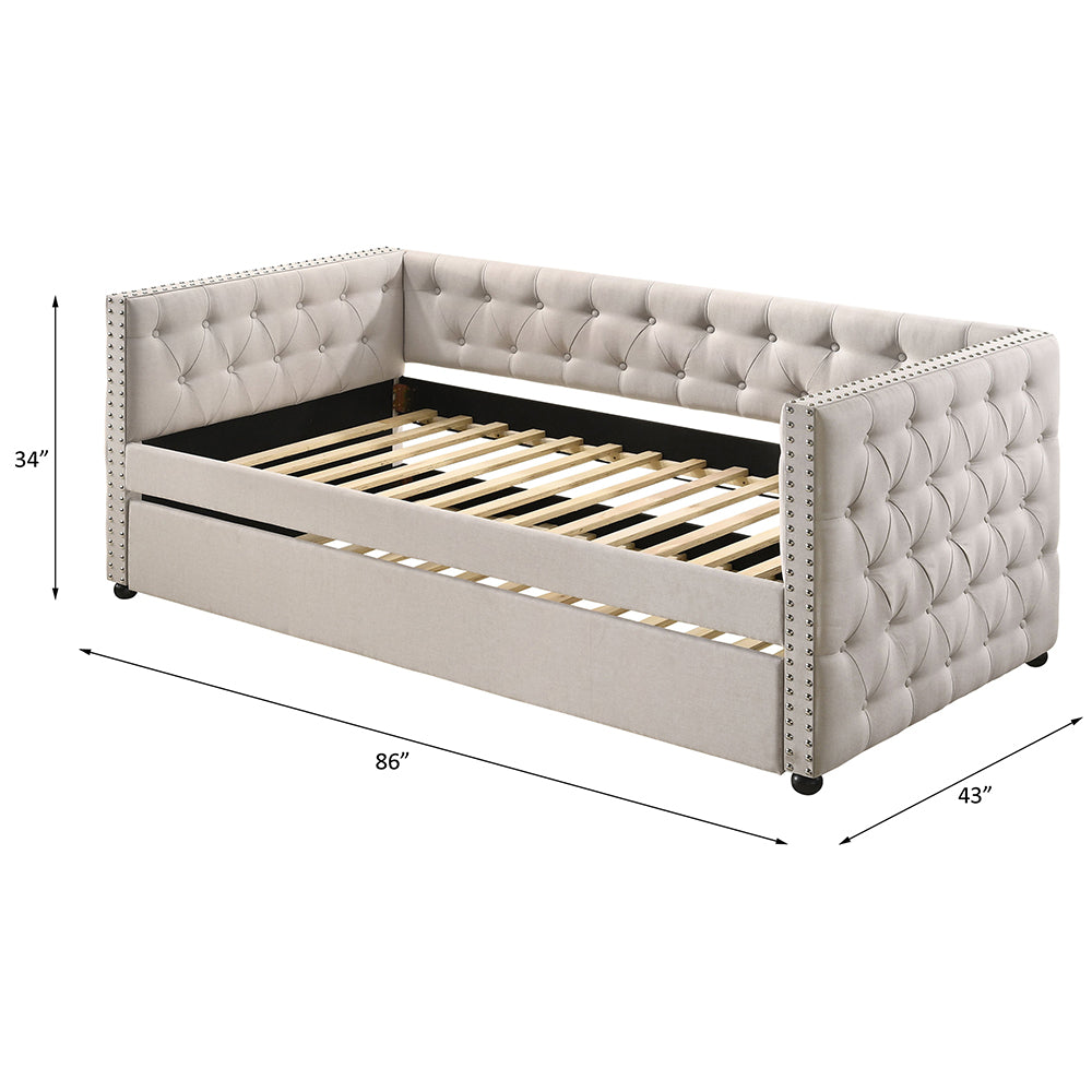 Romona Beige Fabric Twin Daybed