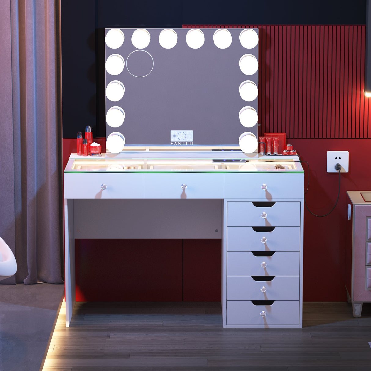 Diana Vanity Desk - 8 Storage Drawers