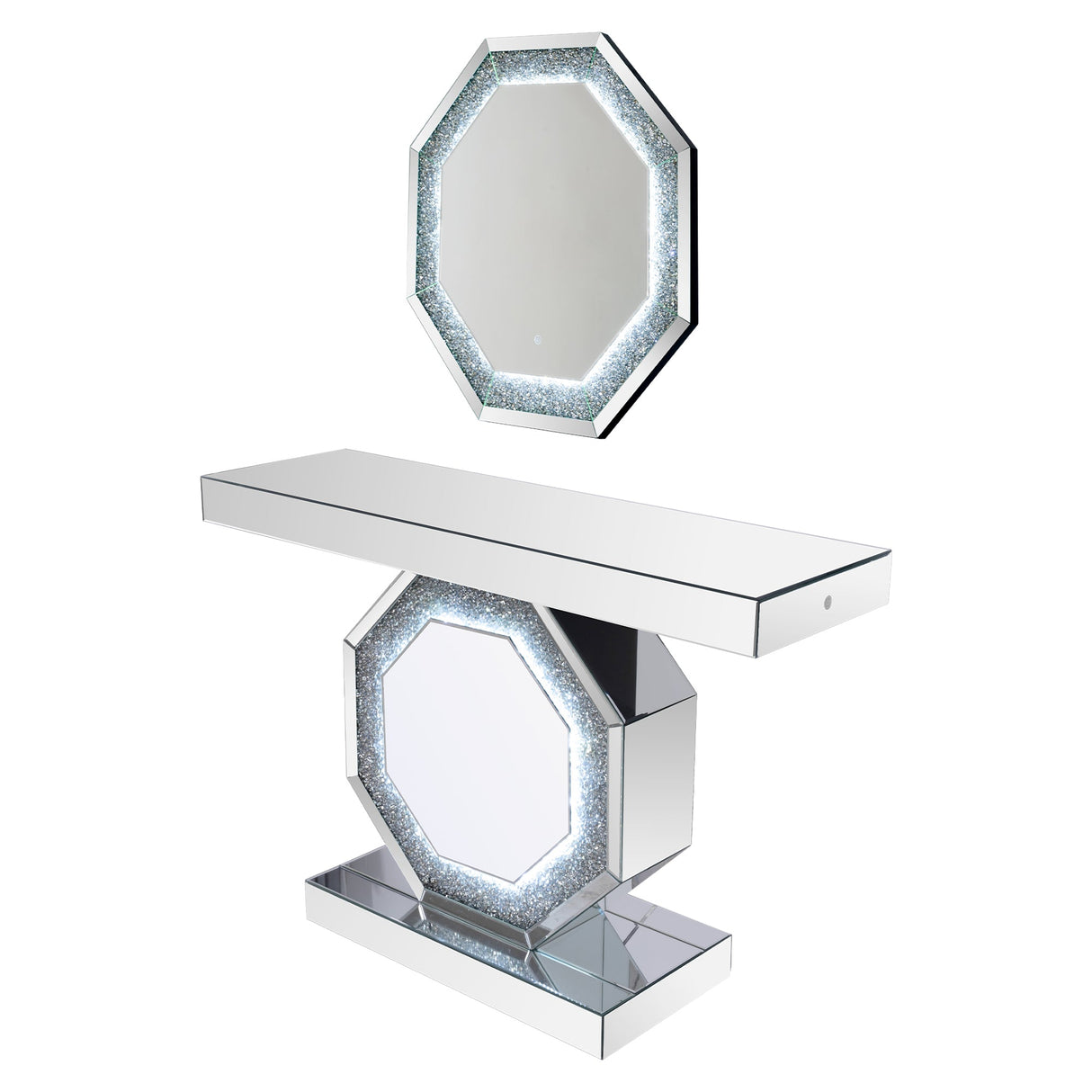 Crushed Diamonds LED Mirrored Console Table