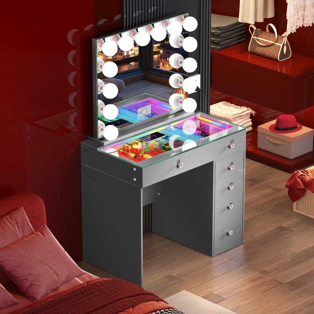 Mini Diana Vanity Set -6 Storage Drawers with Mirror