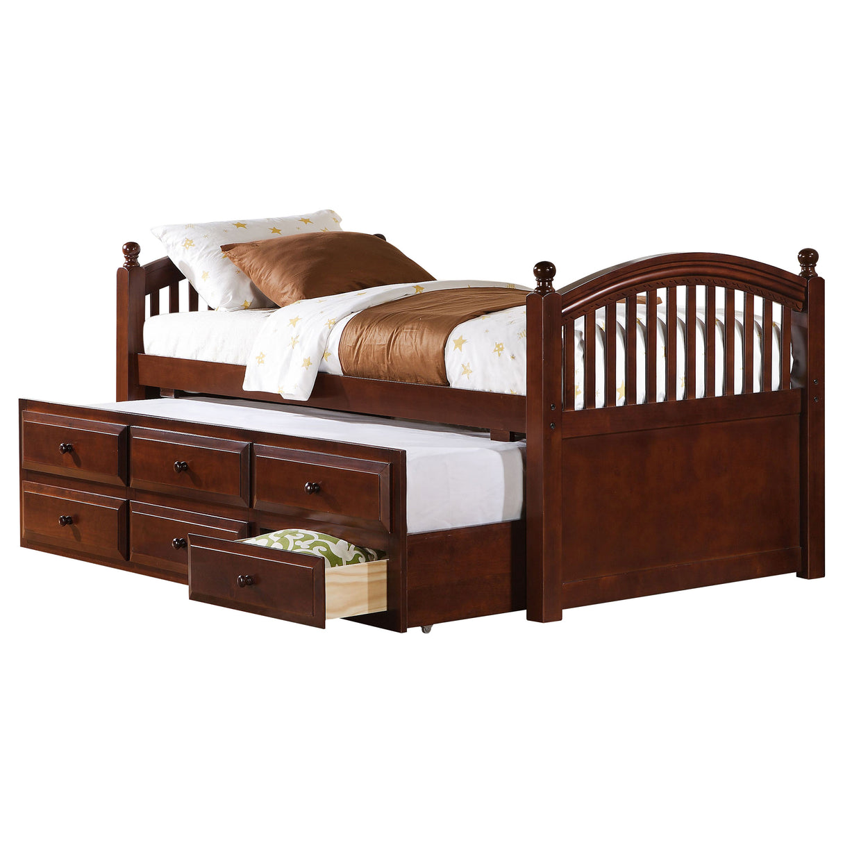 Norwood Chestnut 3-Drawer Twin Bed With Captains Trundle