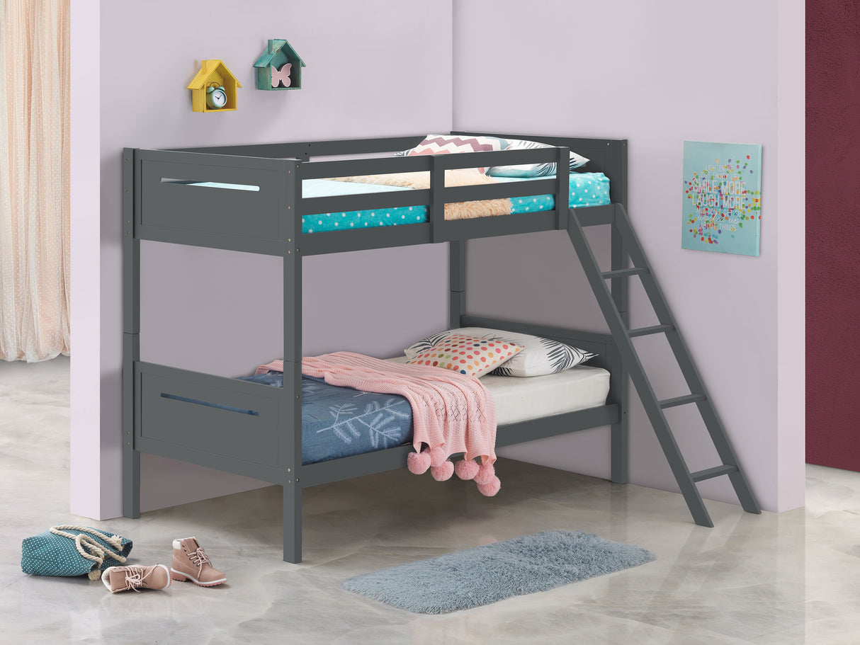 Littleton Grey Wood Twin Over Bunk Bed