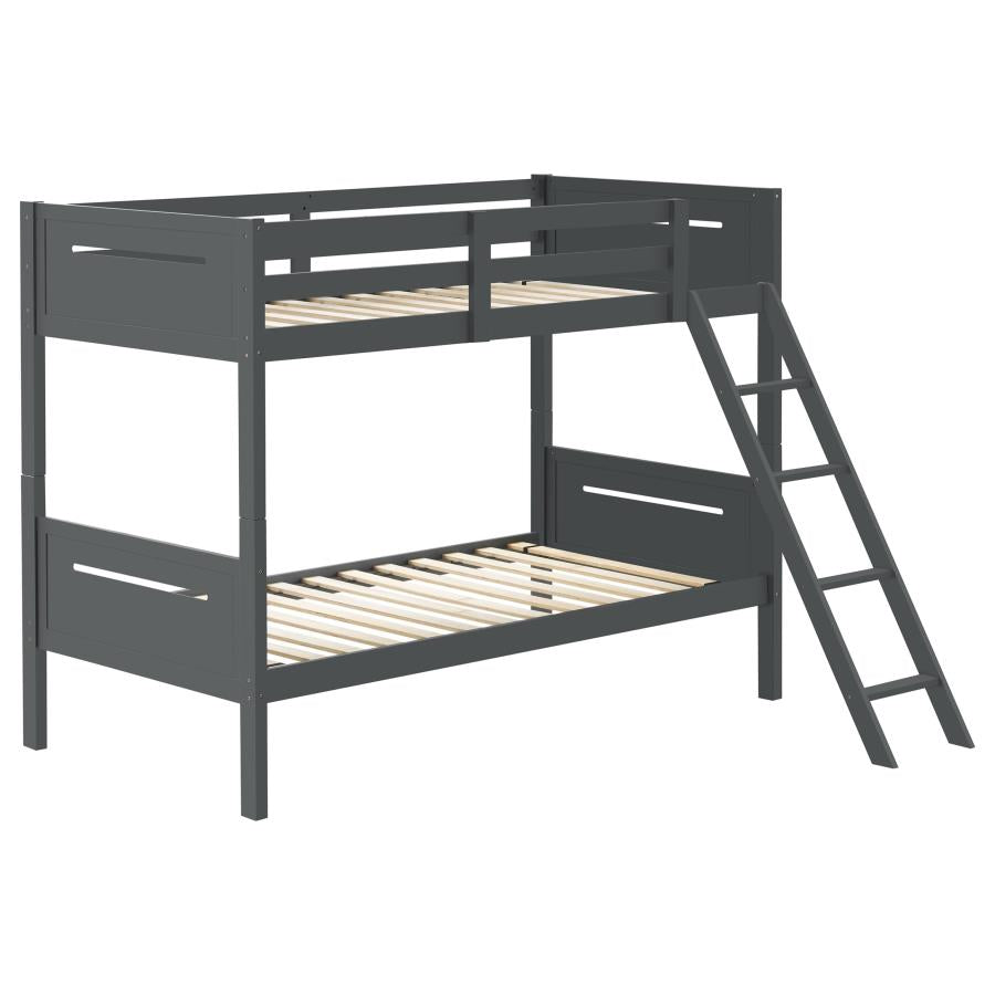 Littleton Grey Wood Twin Over Bunk Bed