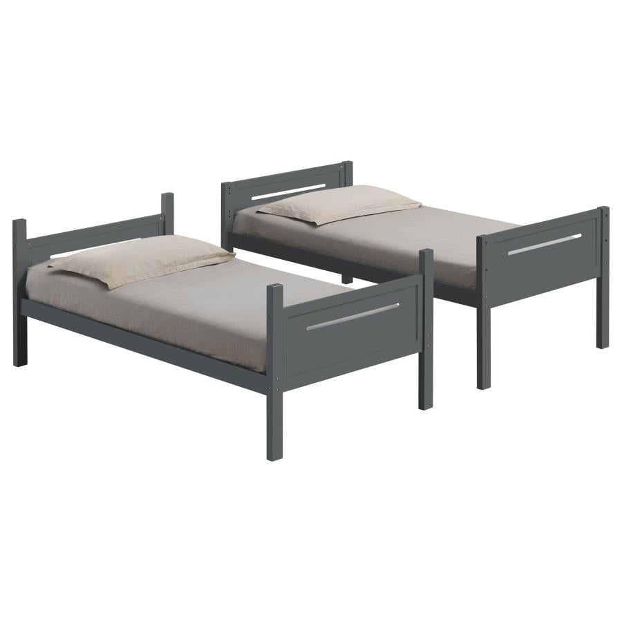 Littleton Grey Wood Twin Over Bunk Bed