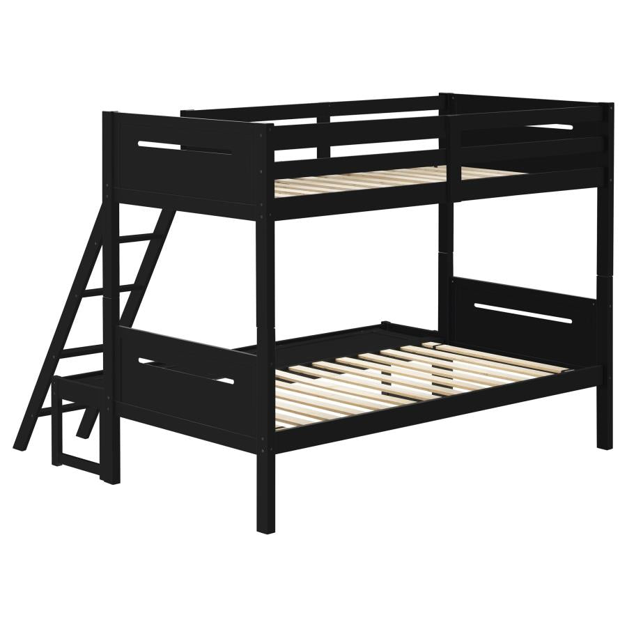 Littleton Black Wood Twin Over Full Bunk Bed