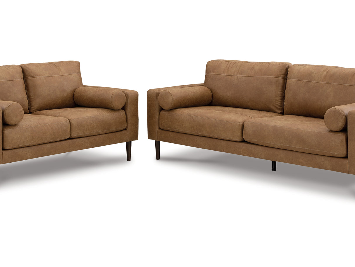 Telora Caramel Sofa And Loveseat