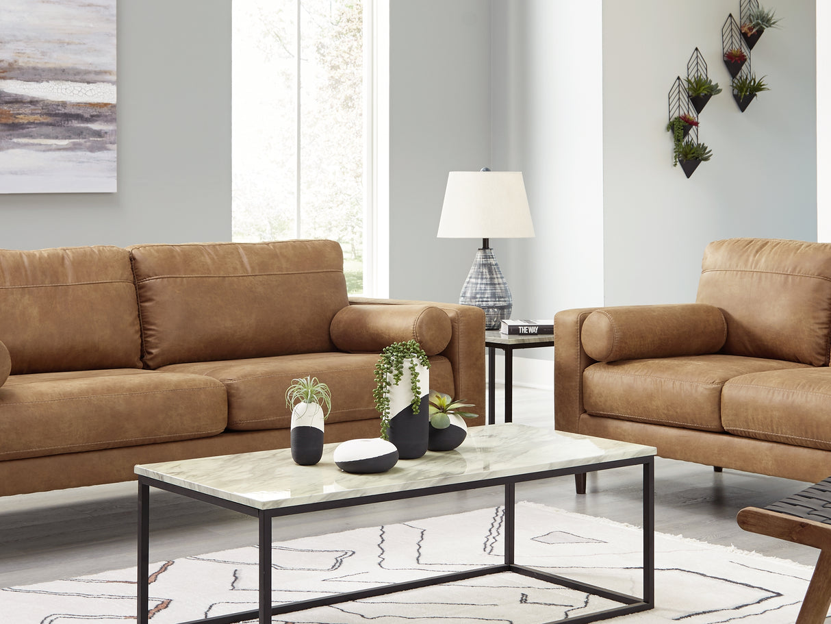 Telora Caramel Sofa And Loveseat