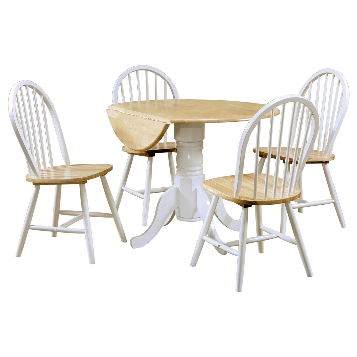 Allison White 5-Piece Round Drop Leaf Dining Table Set