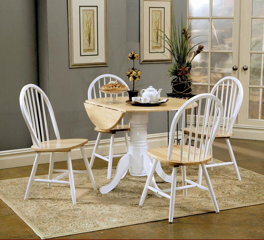 Allison White Round 40-Inch Drop Leaf Extension Dining Table