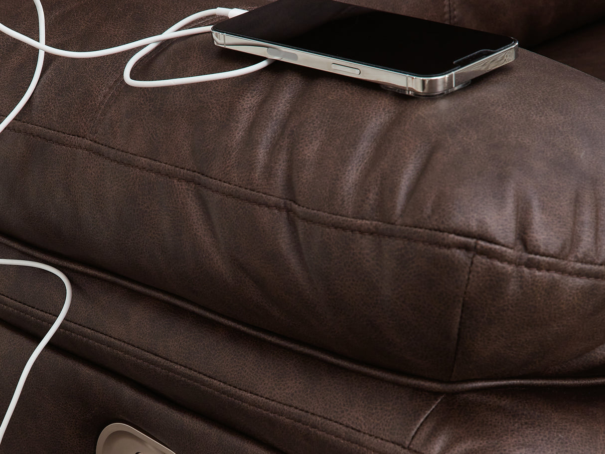 Punch Up Walnut 2-Piece Power Reclining Sectional Loveseat