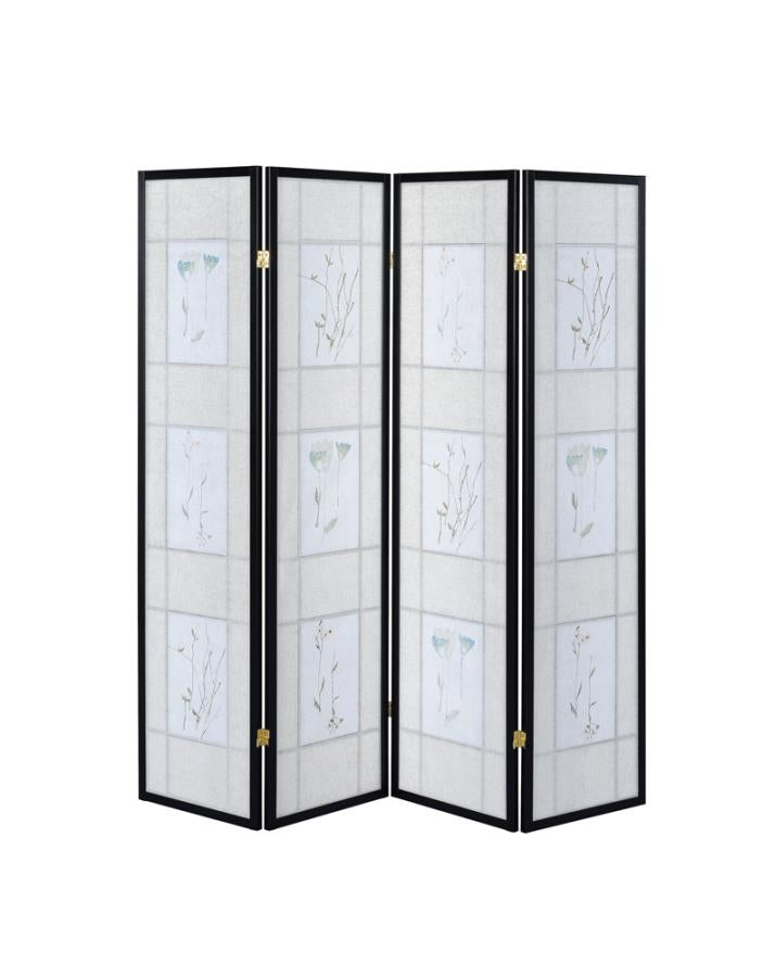 Catabella 4-Panel Floral Print Folding Screen Multi-Color