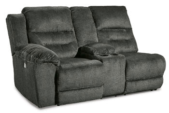 Nettington Smoke Left-Arm Facing Power Reclining Loveseat With Console