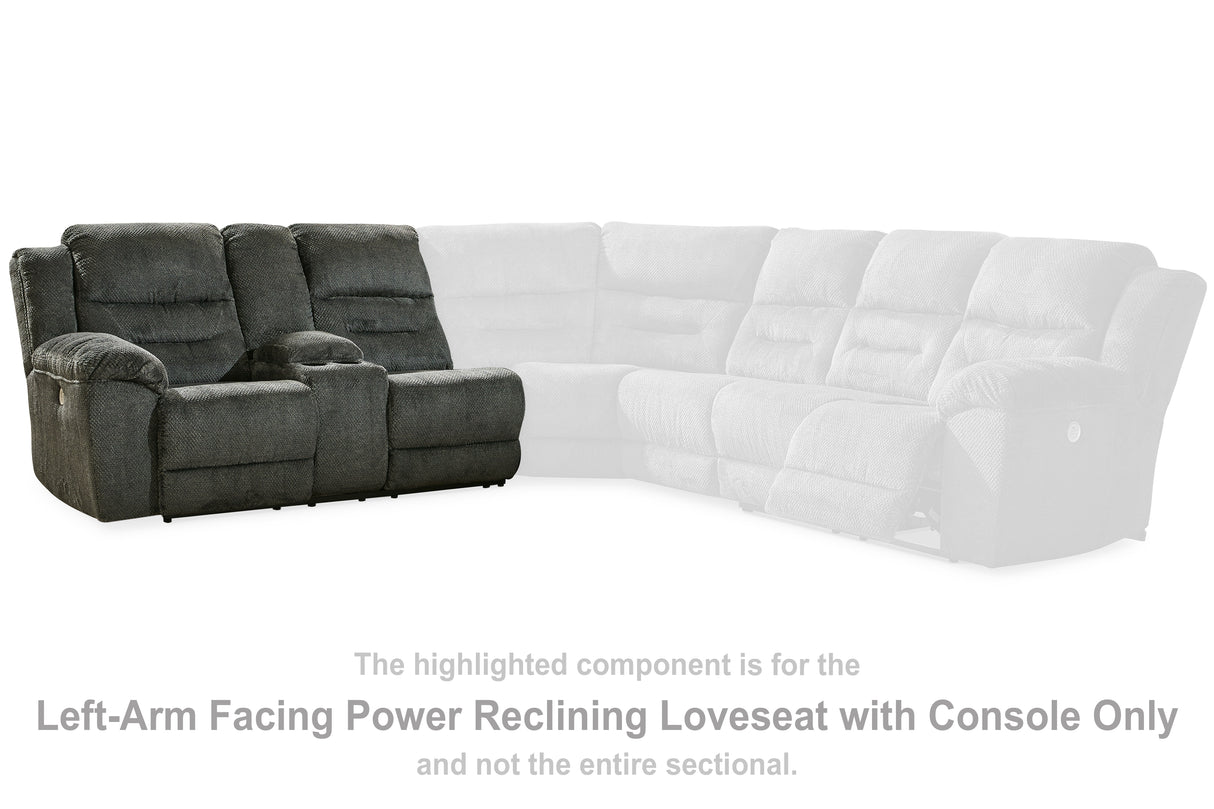 Nettington Smoke Left-Arm Facing Power Reclining Loveseat With Console