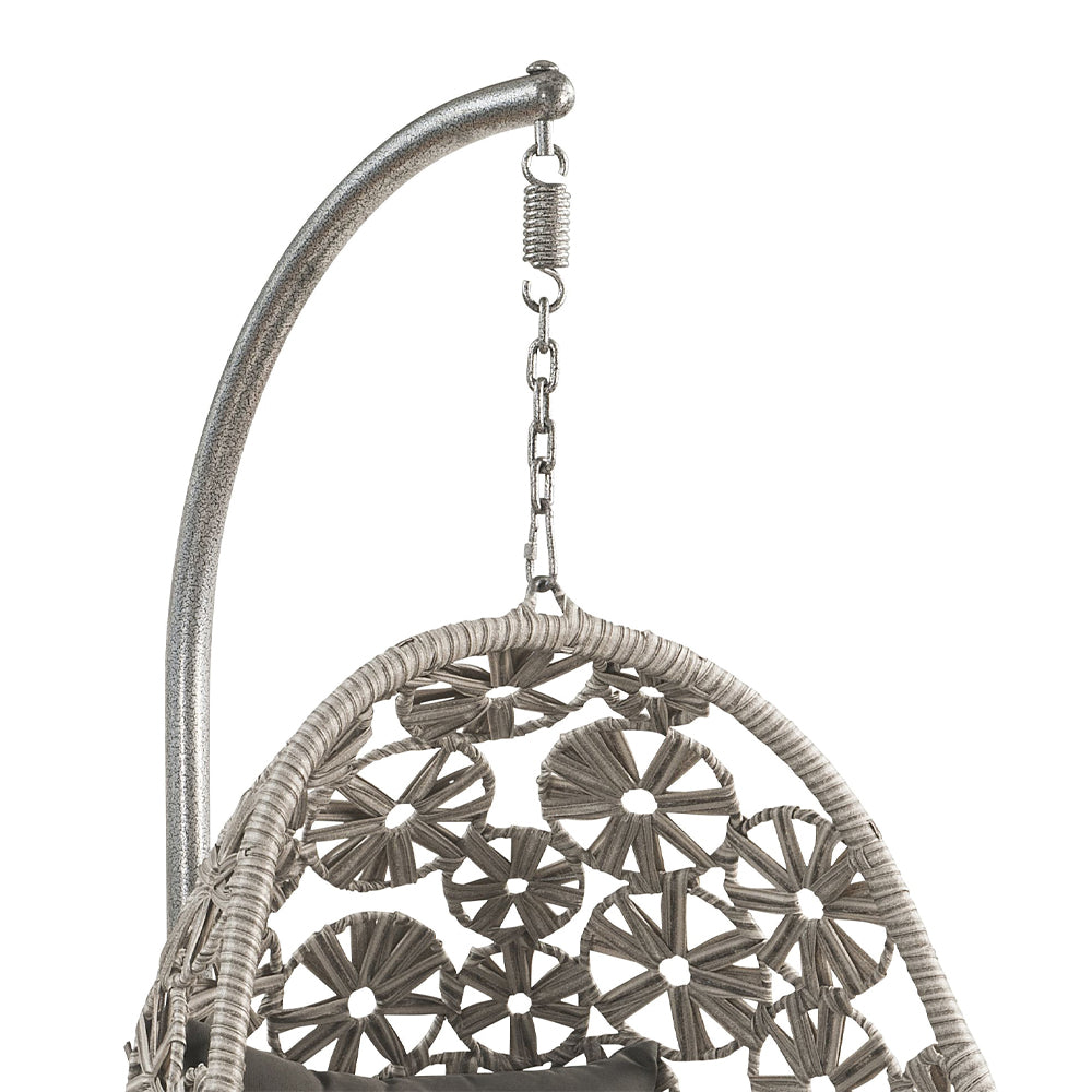 Sigar Light Gray Fabric & Wicker Patio Swing Chair