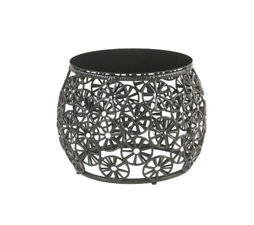 Hikre Clear Glass, Charcoal Fabric & Black Wicker Patio Lounge Chair