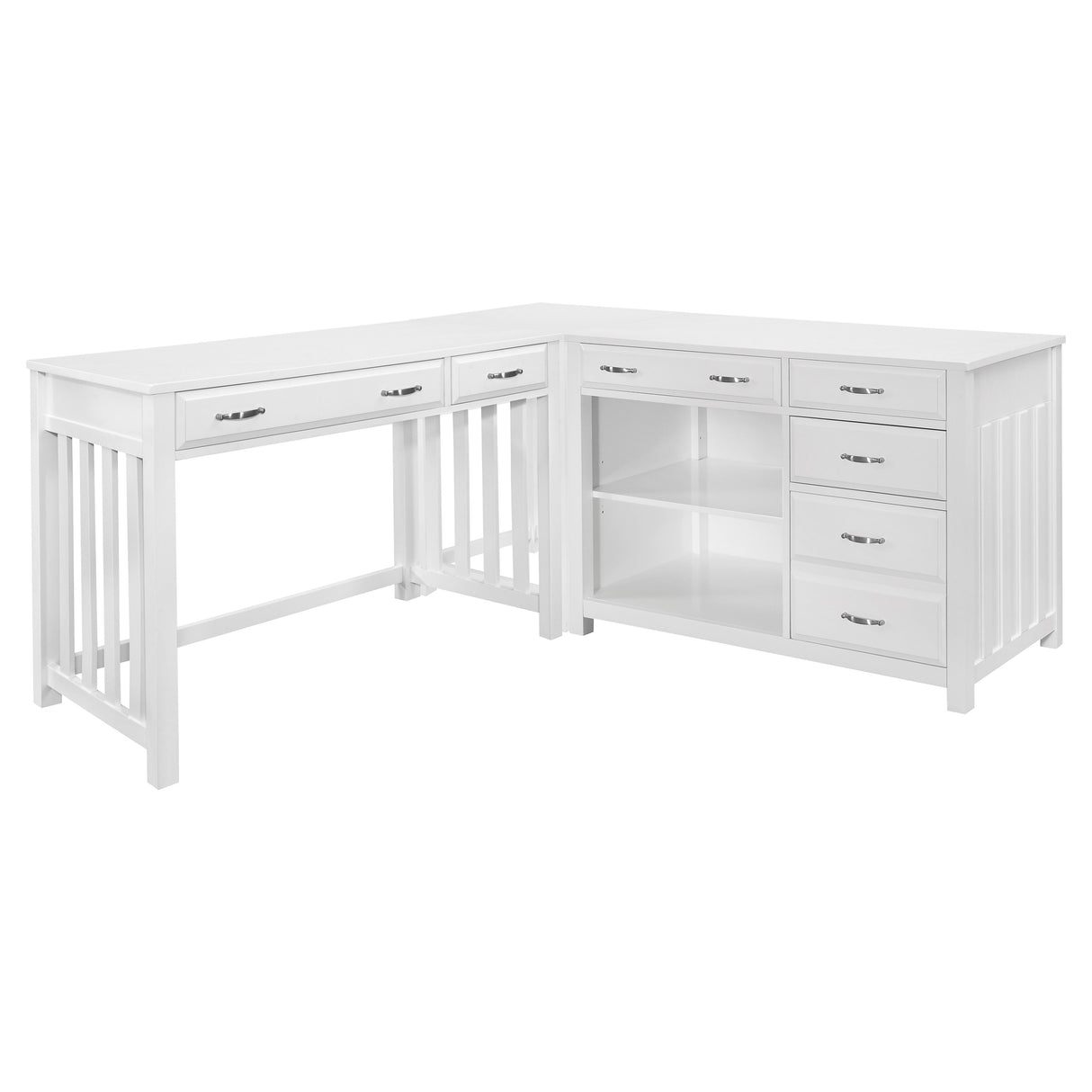 Blanche White 3Pc Corner Desk (Desk+Corner+Credenza)