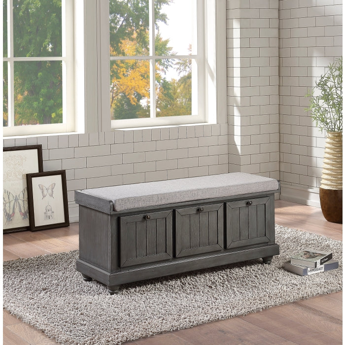 Woodwell Dark Gray Lift Top Storage Bench
