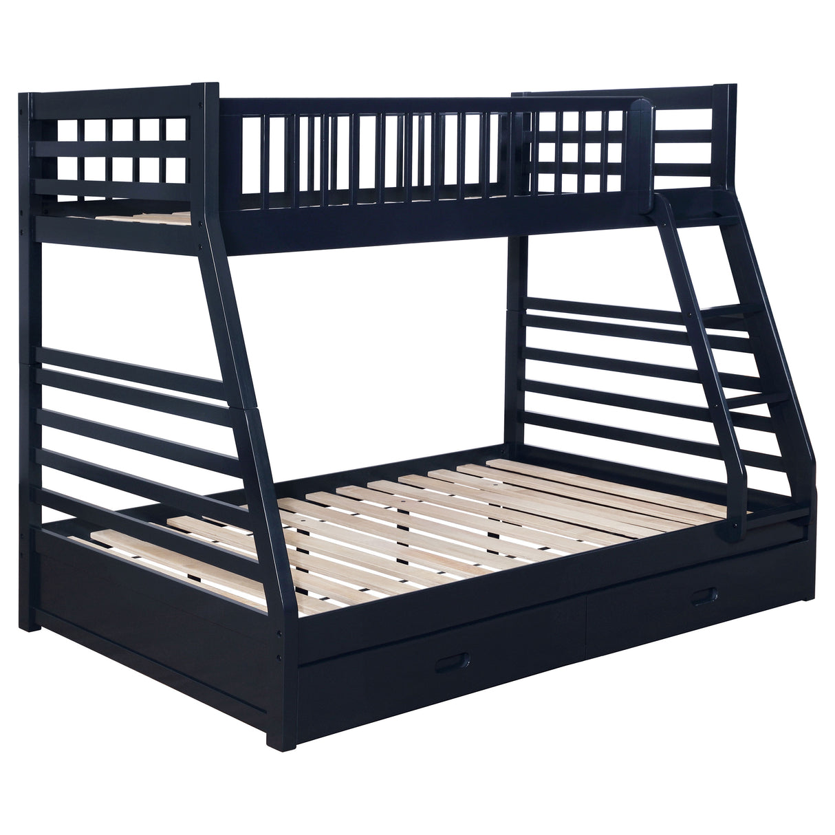 Ashton Navy Blue 2-Drawer Wood Twin Over Full Bunk Bed