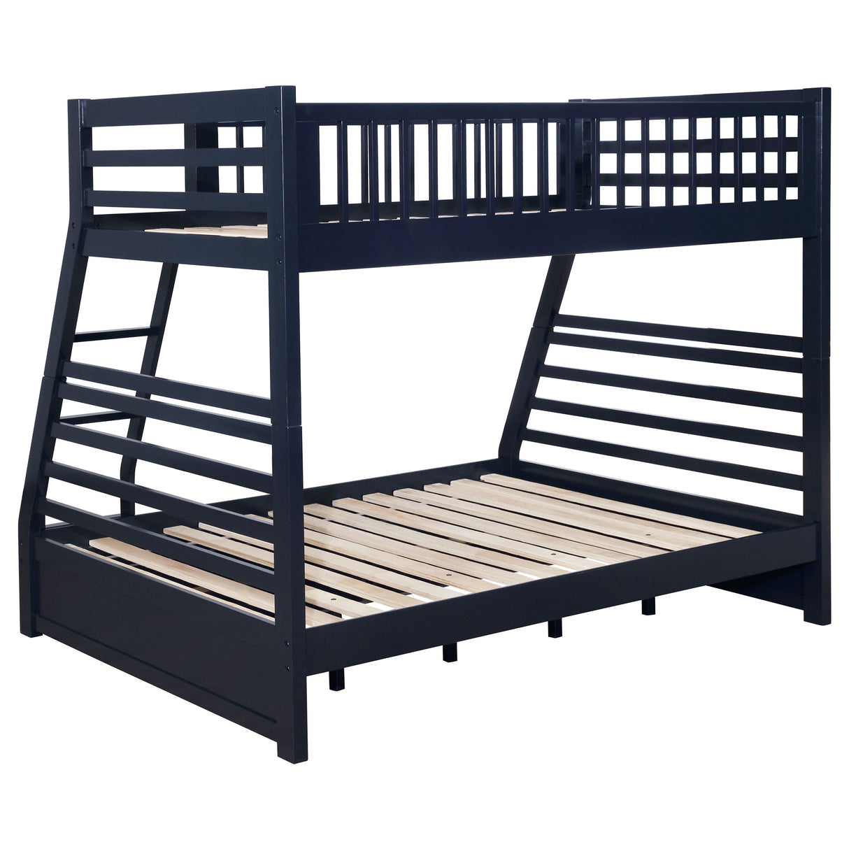 Ashton Navy Blue 2-Drawer Wood Twin Over Full Bunk Bed