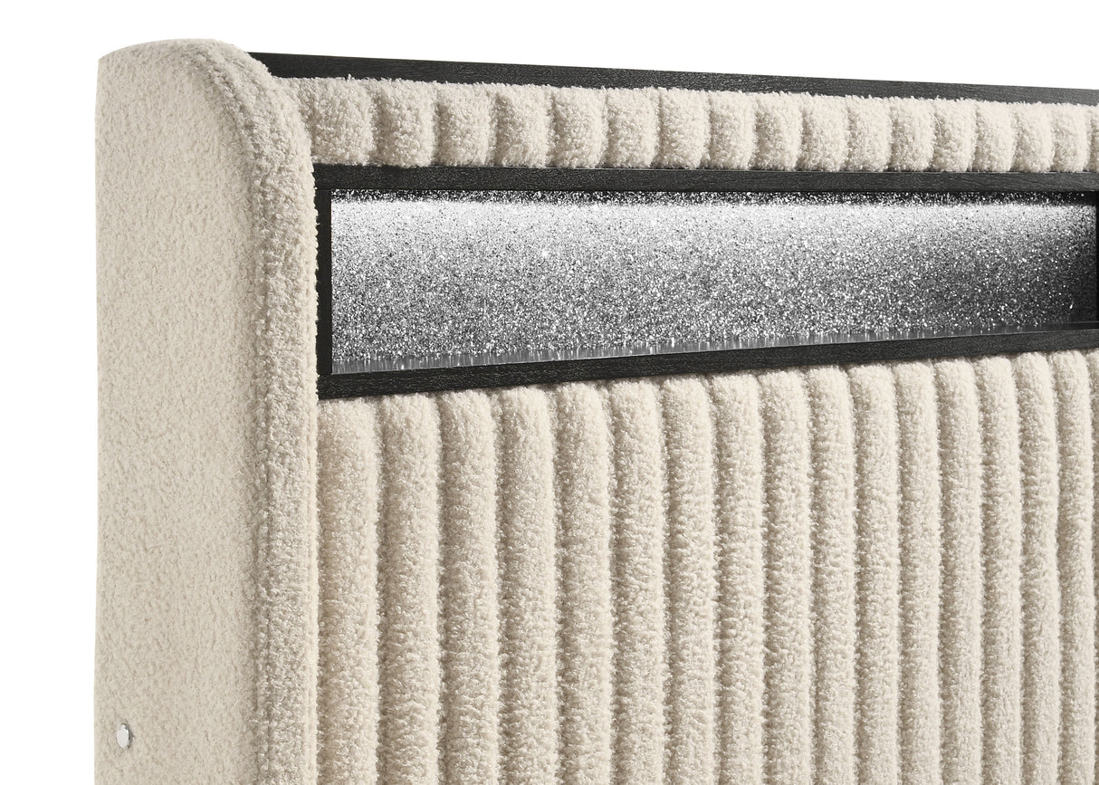 Madison Cream Upholstered Led Full Storage Platform Bed