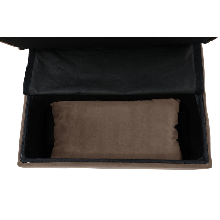 Garrell Brown Velvet Lift Top Storage Bench with Pull-out Bed
